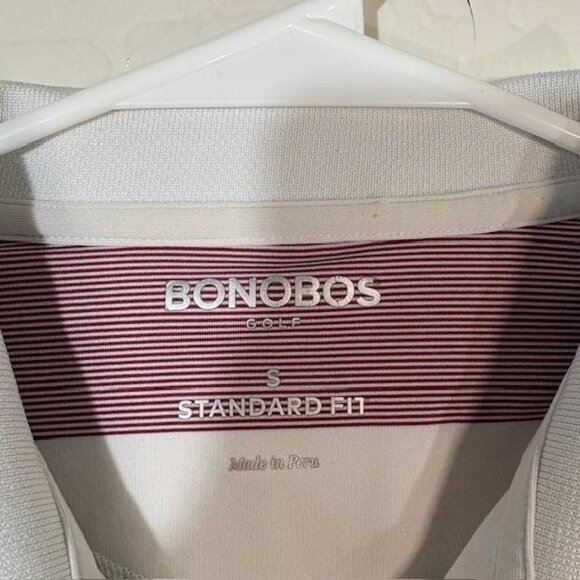 Bonobos Golf Polo Shirt Mens Small White Maroon Striped Standard Fit Stretch - Picture 3 of 7
